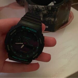 G-Shock Black Watch with Teal Highlights